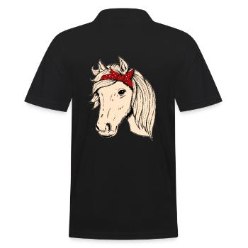 Tête de cheval avec chiffon cavalier cavalier cadeau cheval - Polo Homme - noir - Dos - Kai (181cm)