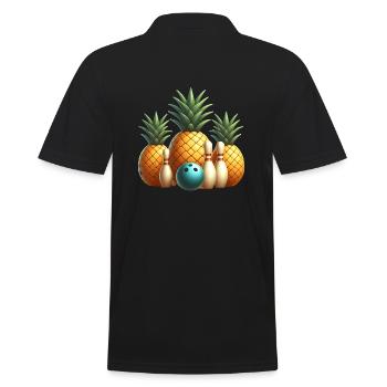 Bowling-Ananas 🎳🍍 - Urlaub im Bowling - Männer Poloshirt - Schwarz - Hinten - Kai (181cm)