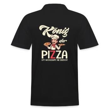 Pizzaiolo König der Pizza drolliger Bilderrahmen - Männer Poloshirt - Schwarz - Hinten - Kai (181cm)
