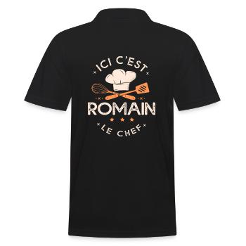 Romain Chef Ici c est romain le chef cuisinier - Polo Homme - noir - Dos - Kai (181cm)