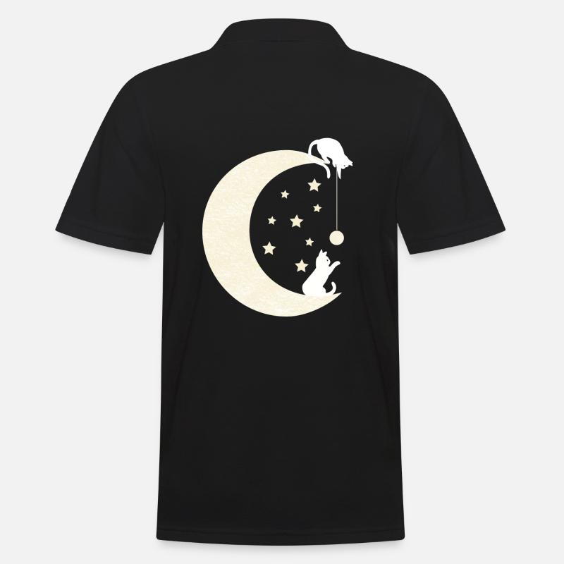 Mond Katzen - Männer Poloshirt - Schwarz