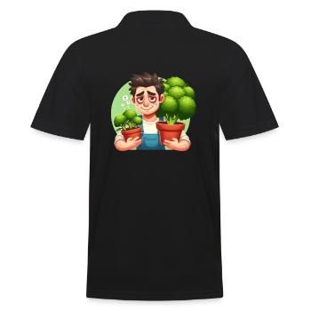 Jardinier épuisé avec brocoli - Polo Homme - noir - Dos - Kai (181cm)