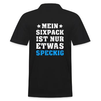 Sixpack Speckig - Männer Poloshirt - Schwarz - Hinten - Kai (181cm)
