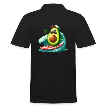 Surfing avocado with mustache - Men's Polo Shirt - black - Back - Kai (181cm)