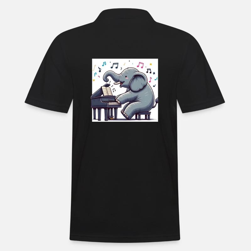Elefant am Piano - Männer Poloshirt - Schwarz