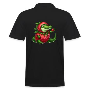 Krokodil im Erdbeerkostüm - Männer Poloshirt - Schwarz - Hinten - Kai (181cm)