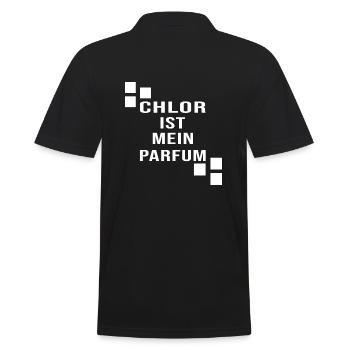 Schwimmer "Chlor ist Parfum" Schwimmhalle - Männer Poloshirt - Schwarz - Hinten - Kai (181cm)