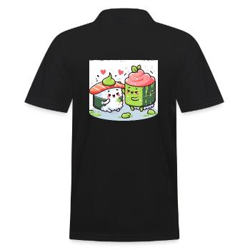 Kawaii Sushi with Wasabi - Men's Polo Shirt - black - Back - Kai (181cm)