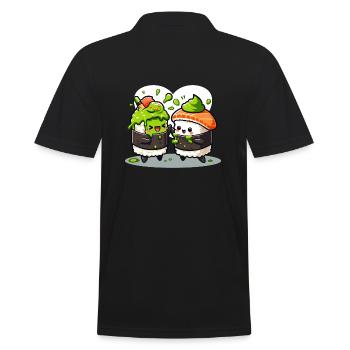 Kawaii Sushi with Wasabi - Men's Polo Shirt - black - Back - Kai (181cm)