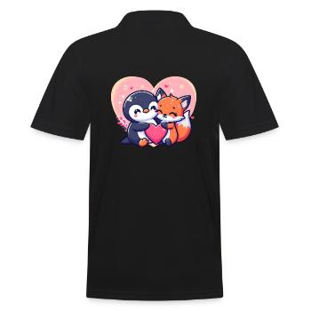 Renard mignon câlin pingouin - Polo Homme - noir - Dos - Kai (181cm)