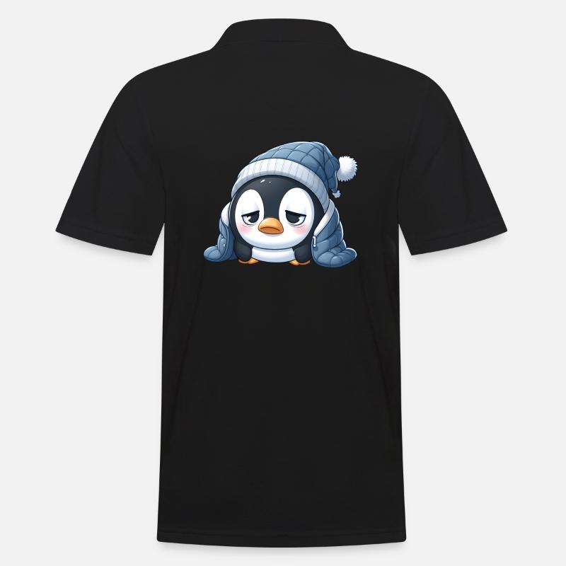 Müder Pinguin - Männer Poloshirt - Schwarz