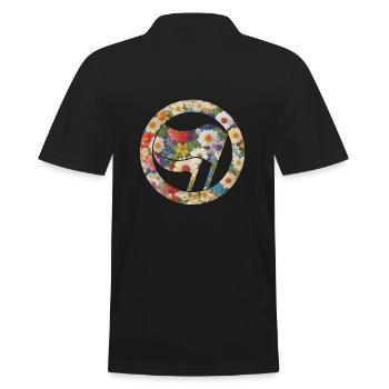 Drapeaux Drapeaux Fleurs à motif floral - Polo Homme - noir - Dos - Kai (181cm)