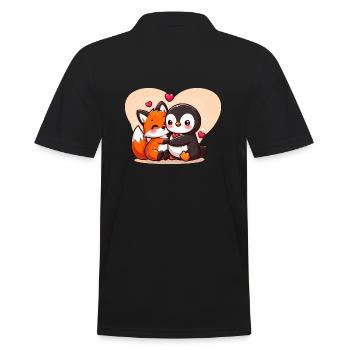 Renard mignon câlin pingouin - Polo Homme - noir - Dos - Kai (181cm)