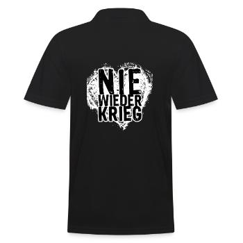 nie mehr krieg - Männer Poloshirt - Schwarz - Hinten - Kai (181cm)