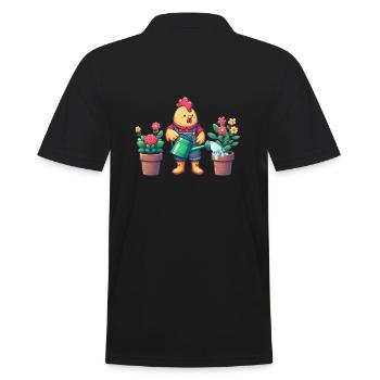 Huhn als Gärtner - Männer Poloshirt - Schwarz - Hinten - Kai (181cm)