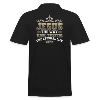 Jesus Christus Bibelvers Weg Wahrheit Leben Christ - Männer Poloshirt - Schwarz - Hinten - Kai (181cm)