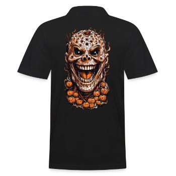 Creepy Halloween Pumpkin Trypophobia Design - Men's Polo Shirt - black - Back - Kai (181cm)