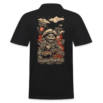 Yokai Ukiyo-E Style Retro Japanese Art - Men's Polo Shirt - black - Back - Kai (181cm)