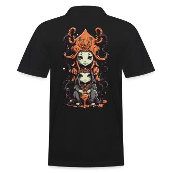 Slimy Cartoon Monster Halloween Highlight - Men's Polo Shirt - black - Back - Kai (181cm)
