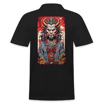 Retro Oni Anime Design Vintage Streetwear Stil - Männer Poloshirt - Schwarz - Hinten - Kai (181cm)