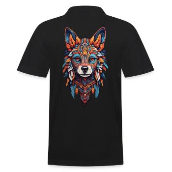 Schamanen Hund Spirit Bohemian Design - Männer Poloshirt - Schwarz - Hinten - Kai (181cm)