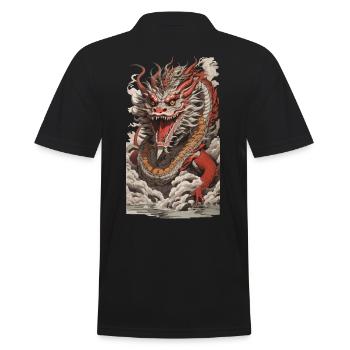 Asiatischer Drache Japan Stil Streetwear Retro - Männer Poloshirt - Schwarz - Hinten - Kai (181cm)