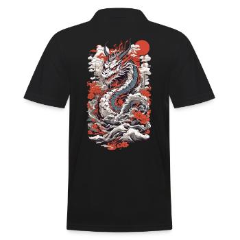 Ukiyo-E Drache Retro Vintage Japanische Kunst - Männer Poloshirt - Schwarz - Hinten - Kai (181cm)