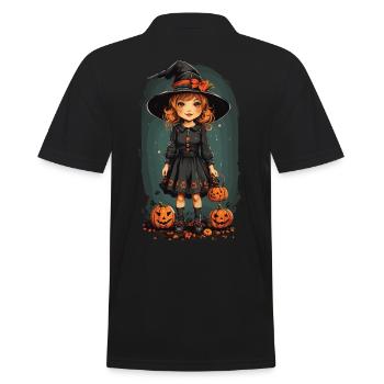 Halloween Witch Vintage Pumpkin Retro Fall Design - Men's Polo Shirt - black - Back - Kai (181cm)