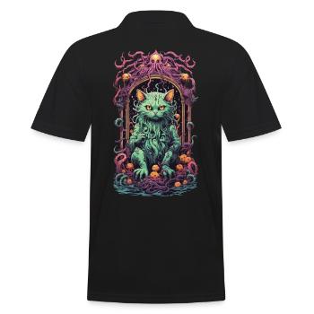 Okkulte Dämonen Katze Gothic Unterwelt Design - Männer Poloshirt - Schwarz - Hinten - Kai (181cm)