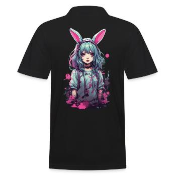 Anime Goth Girl Kawaii Bunny Kemonomimi - Men's Polo Shirt - black - Back - Kai (181cm)