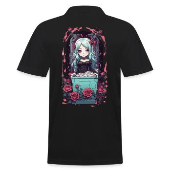 Anime Goth Chibi Vampire egirl Kawaii Design - Men's Polo Shirt - black - Back - Kai (181cm)