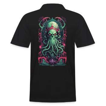 Demons King Underworld Gothic Occult Design - Men's Polo Shirt - black - Back - Kai (181cm)