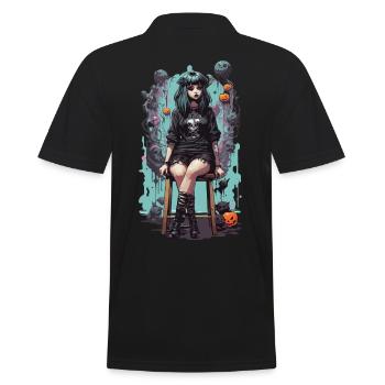Pastel Goth Kawaii Aesthetic eGirl eBoy Design - Men's Polo Shirt - black - Back - Kai (181cm)