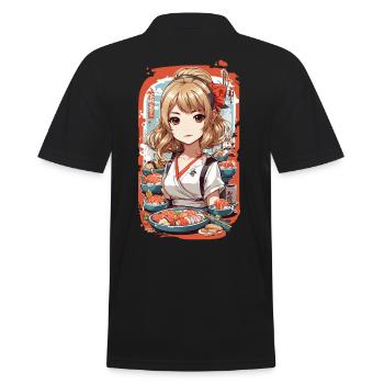 Kawaii Anime Sushi Master Girl Manga Design - Polo Homme - noir - Dos - Kai (181cm)