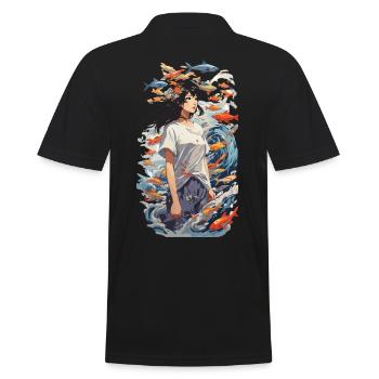 Anime Vaporwave Tokyo Dream Fish Design - Polo Homme - noir - Dos - Kai (181cm)
