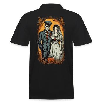 Halloween Zombie Brautpaar Retro Poster Stil - Männer Poloshirt - Schwarz - Hinten - Kai (181cm)