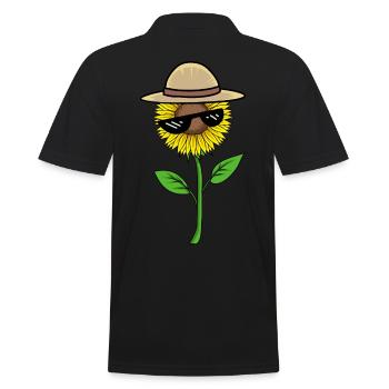 Sunflower Sunglasses Eyeglasses Gardener Flower Hat - Men's Polo Shirt - black - Back - Kai (181cm)