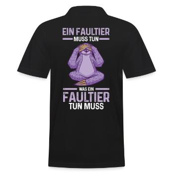 Faultier - Männer Poloshirt - Schwarz - Hinten - Kai (181cm)