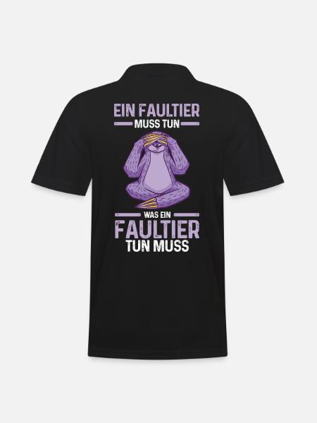 Faultier - Männer Poloshirt - Schwarz