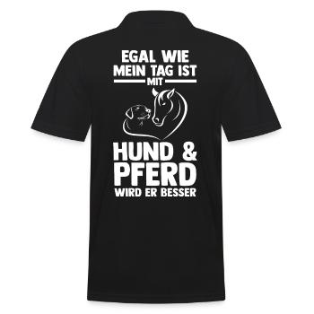 Hunde Pferdeliebhaber Hundeliebhaber Pferde - Männer Poloshirt - Schwarz - Hinten - Kai (181cm)