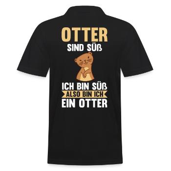Seeotter Fischotter Otter - Männer Poloshirt - Schwarz - Hinten - Kai (181cm)