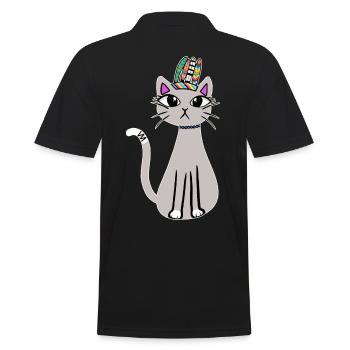 Chamane Chat Chaton Chaman Chat Enfants - Polo Homme - noir - Dos - Kai (181cm)