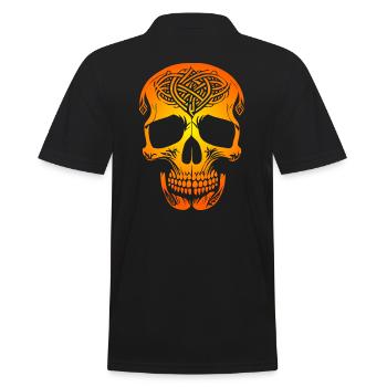 Goldener Kelten Totenkopf - Männer Poloshirt - Schwarz - Hinten - Kai (181cm)