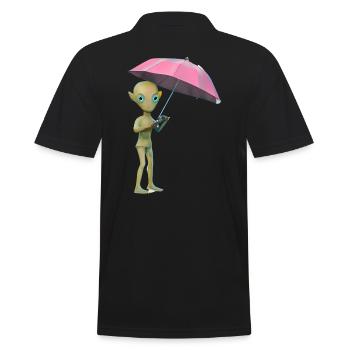 Alien with umbrella - Men's Polo Shirt - black - Back - Kai (181cm)