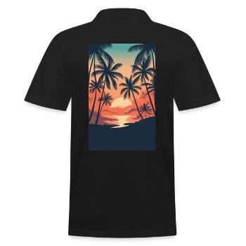 beach palmier mer - Polo Homme - noir - Dos - Kai (181cm)