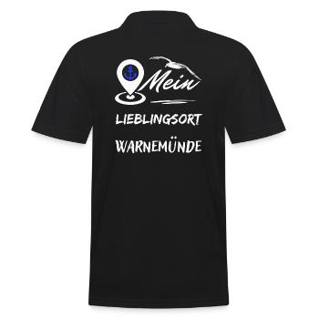 Favourite place Warnemünde-Baltic Sea resort Warnemünde - Men's Polo Shirt - black - Back - Kai (181cm)