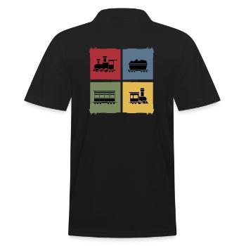 Modeleisenbahn Zug Eisenbahn retro-Lok - Männer Poloshirt - Schwarz - Hinten - Kai (181cm)