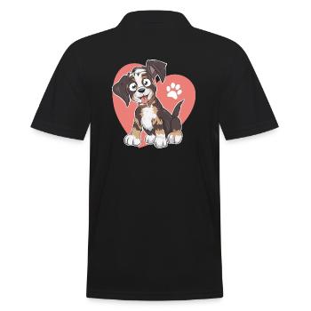 Comic Hund Australien Shepherd Love Geschenk - Männer Poloshirt - Schwarz - Hinten - Kai (181cm)