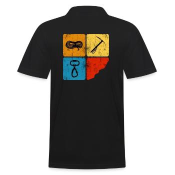 Alpinist Bergsteiger Kletterseil Fels Eisklettern - Männer Poloshirt - Schwarz - Hinten - Kai (181cm)