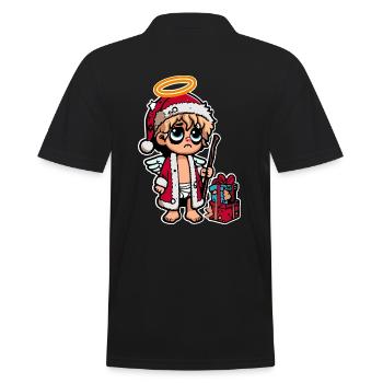 Lustiges Müdes Christkind - Männer Poloshirt - Schwarz - Hinten - Kai (181cm)